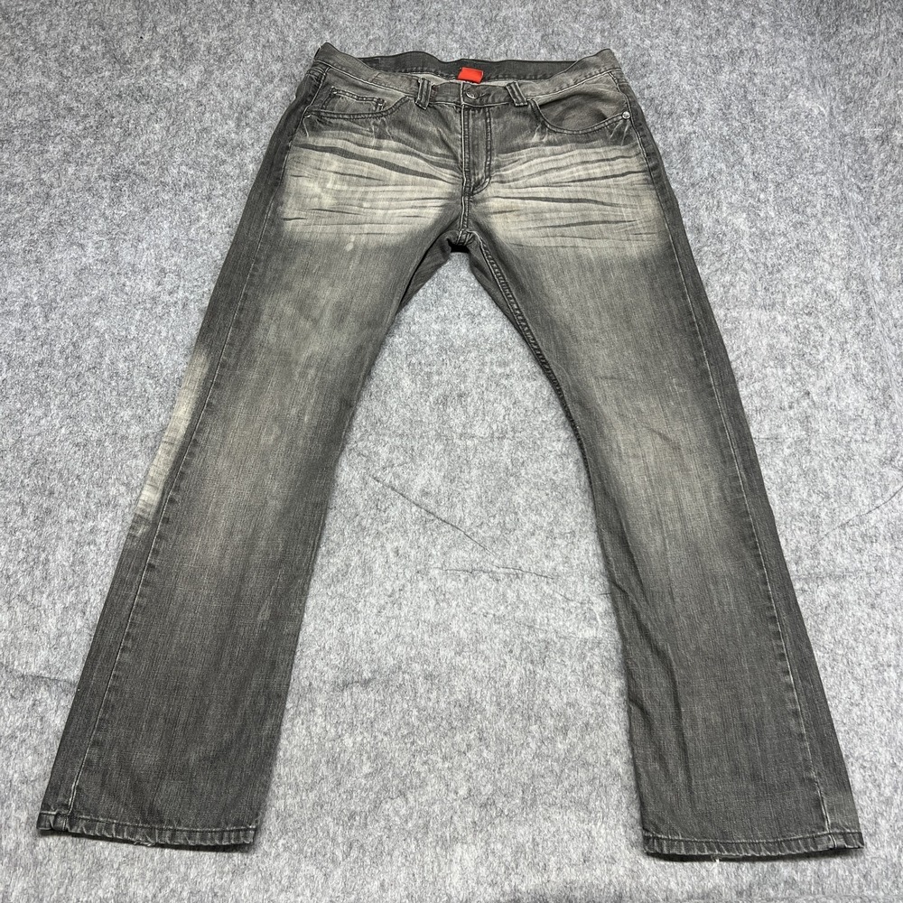 Request Jeans Mens 36x34 Gray Straight Denim Distressed Pockets Baggy Vintage